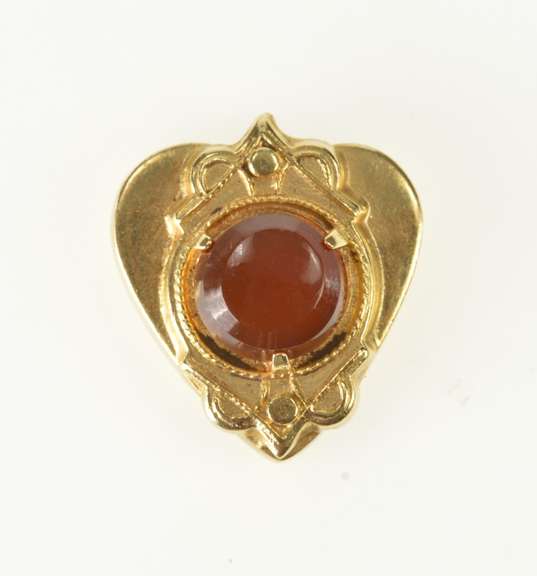 14K Yellow Gold Victorian Carnelian Heart Slide Bracelet Charm/Pendant