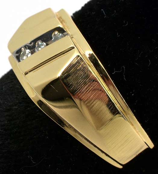 Mens Ring with Diamond Accents in Gold