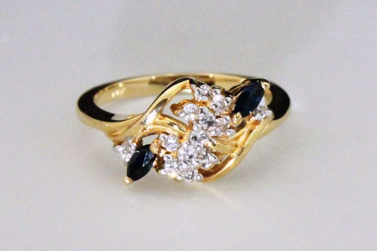 Luxurious Sapphire & Diamond Ring in 14k