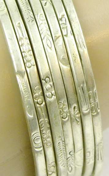Set of 7 Solid Sterling Bangle Bracelets