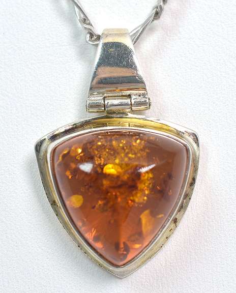 Interesting Amber Necklace in Sterling Silver