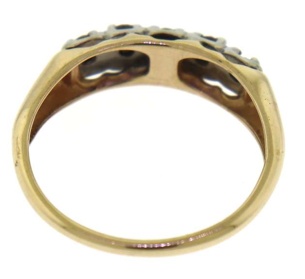 Vintage Yellow Gold Diamond 5 Stone Ring