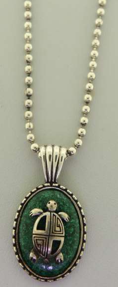Sterliomg Silver Green Jasper Necklace
