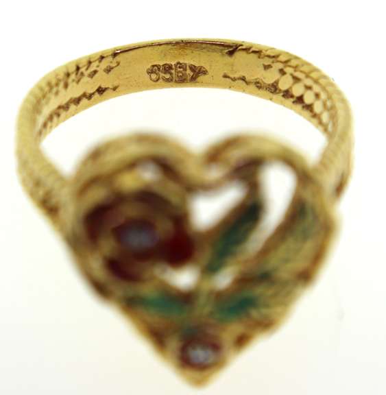 Vintage 14KT gold Red Rose Ring
