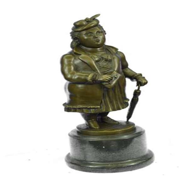 Woman Bronze Figurine on Marble Base Statue