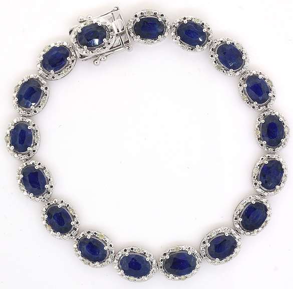 Entrancing Sapphire & Diamond Bracelet in Sterling Silver