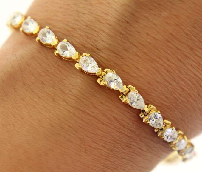 Sterling Silver Heart Shaped CZ Tennis Bracelet