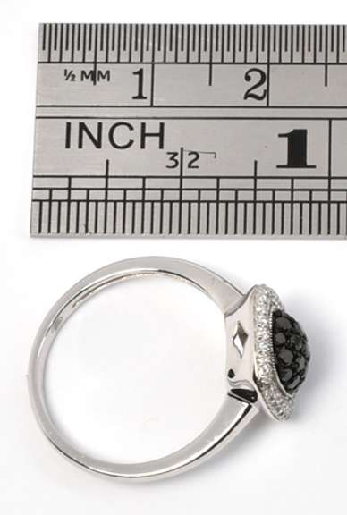 Dramatic B&W Diamond Ring in 14K White Gold