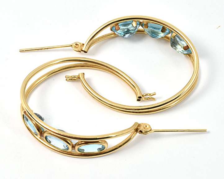 Nice Blue Topaz Hoop Earrings