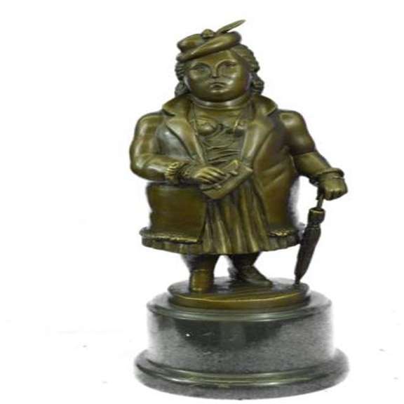 Woman Bronze Figurine on Marble Base Statue