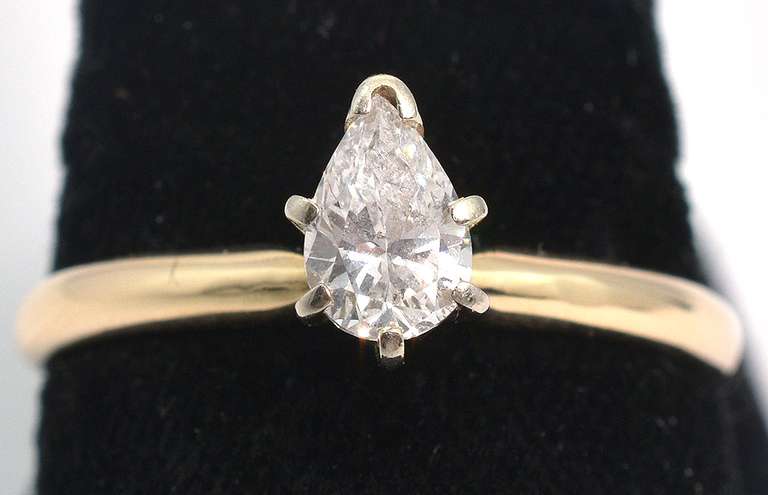 1/2CT Pear-Cut Diamond Solitaire Ring in 14KT Yellow Gold