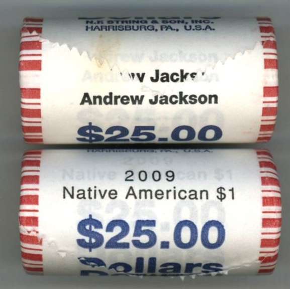 2 Original Mint-Wrapped Rolls of Golden Dollars