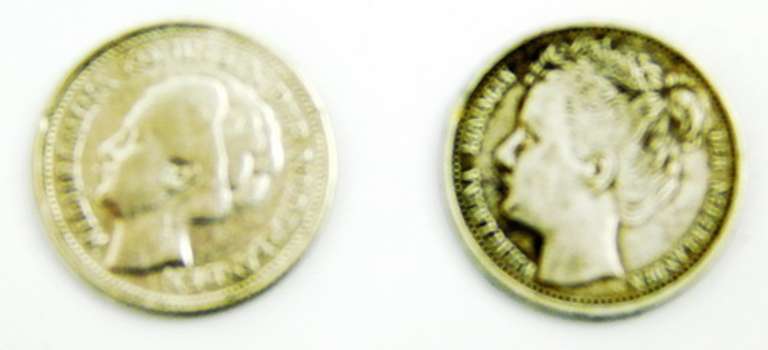 2 Netherland Silver 10 Cent Coins
