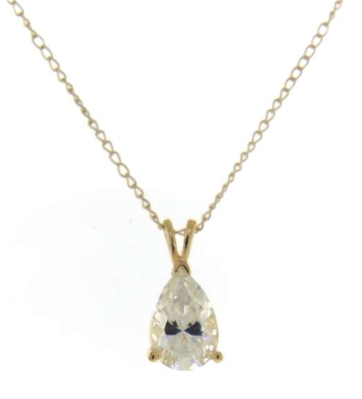 Fantastic 14kt YG Pear CZ Solitaire Necklace