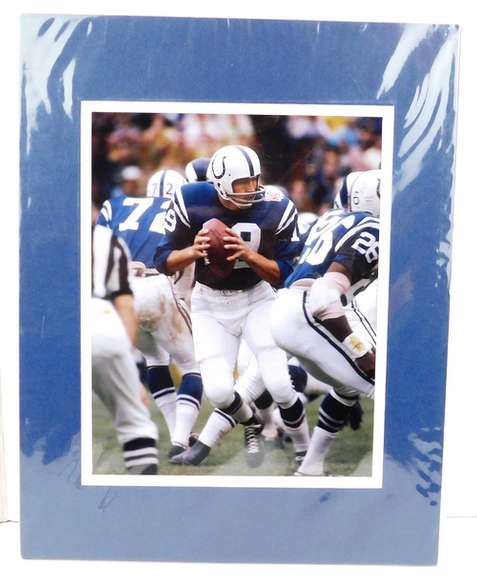 Johnny Unitas Matted Football Photo