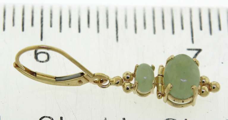 Favorite Yellow Gold Double Jade Dangle Earrings