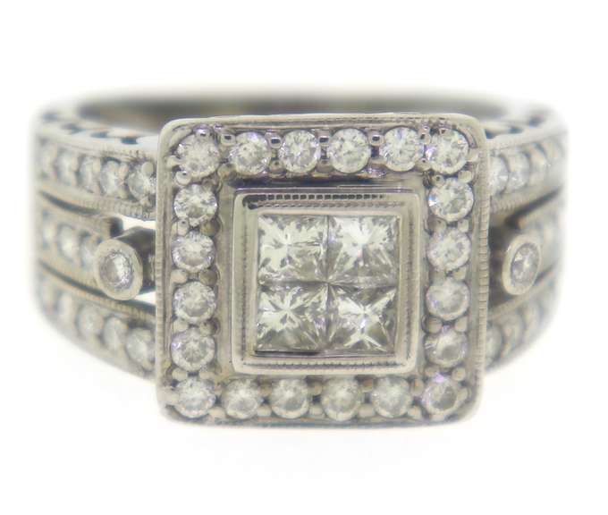 Brilliant Invisible Set RBC Halo Milgrain Ring