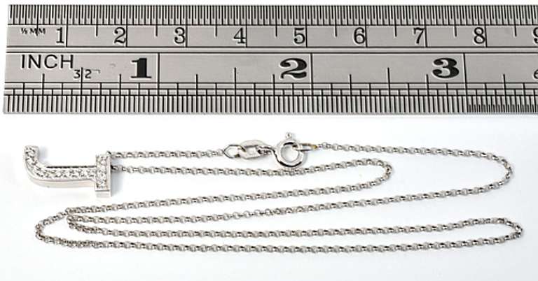 J Initial Pendant Necklace with Diamonds in 14K WG