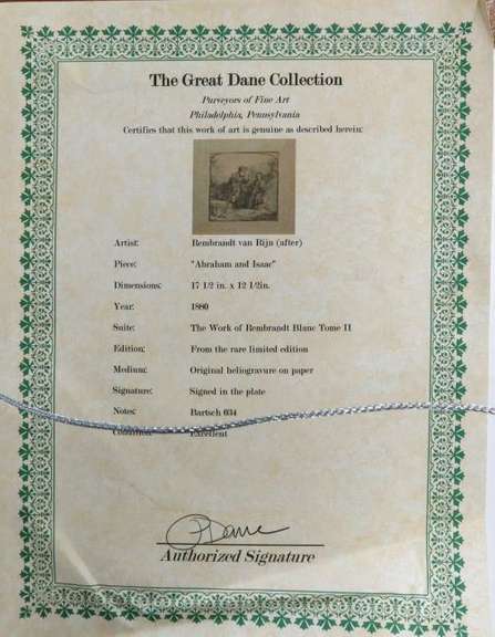 REMBRANDT VAN RIJN ABRAHAM AND ISAAC 1880 VAN RIJN (AFTER) ABRAHAM AND ISAAC