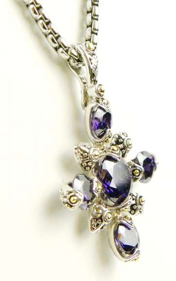 Ornate Cross with Brilliant Stones & Chain