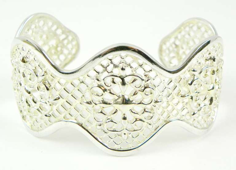 Wide Open Work Sterling Silver Cuff Bracelet