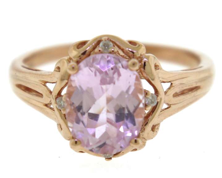 Pretty Kunzite & Diamond Accent Ring
