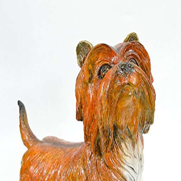 Special Patina Silky Terrier Dog Bronze Sculpture