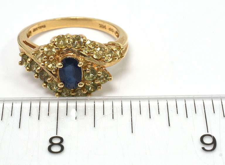 Glittering Sapphire & Topaz Ring in 14KT Yellow Gold