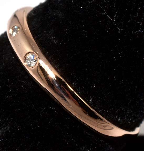 14KT Yellow Gold Band Ring with Diamond Accents