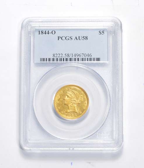 AU58 1844-O $5.00 Liberty Head Gold Half Eagle - Graded PCGS
