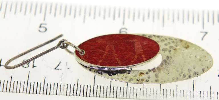 Red Enamel & Hammered Earrings
