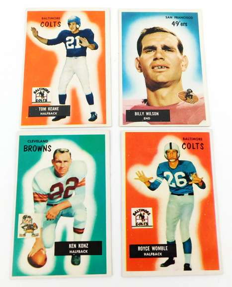 4 Bowman 1955 Football Cards