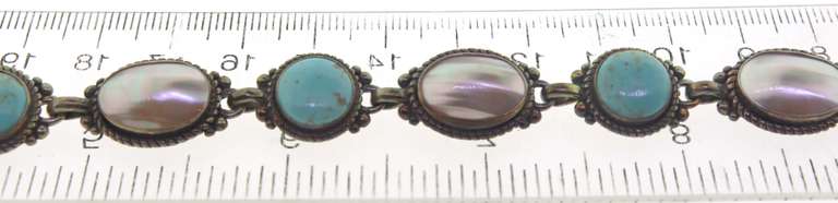 Vintage Gemstone Sterling Toggle Bracelet