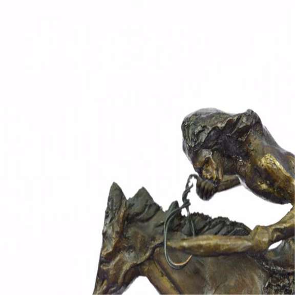 Native American Indian Riding Horse Bronze Sculpture