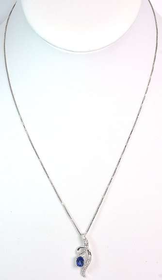 Dazzling Sapphire & Topaz Pendant & Chain in Sterling Silver