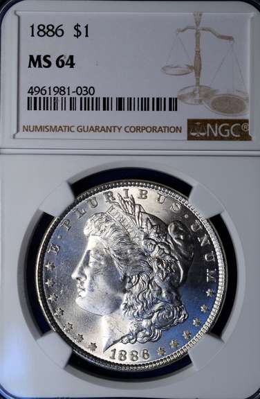 1886 Morgan Silver Dollar, MS64 NGC