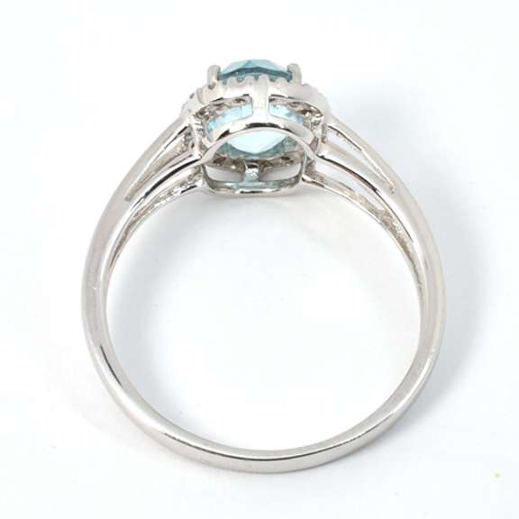 Lovely Blue Topaz & Diamond Ring in 14K WG