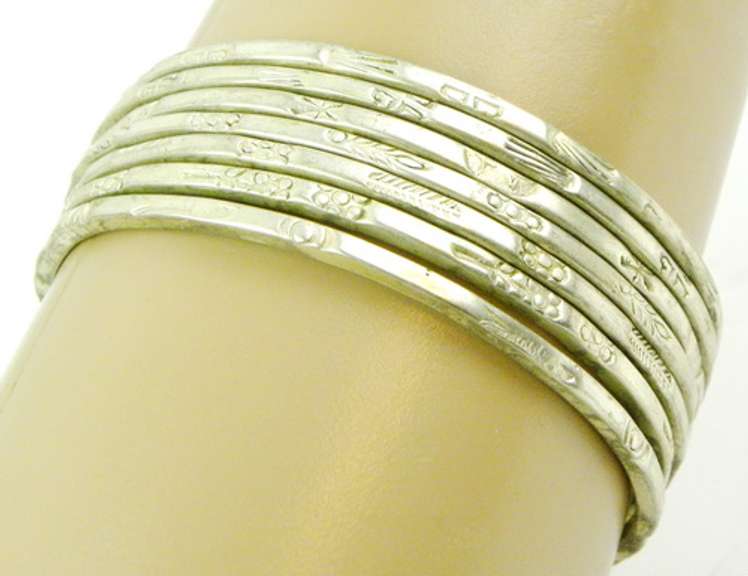 Set of 7 Solid Sterling Bangle Bracelets