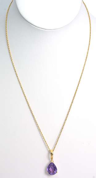 Huge Amethyst Pendant & Chain in 14KT