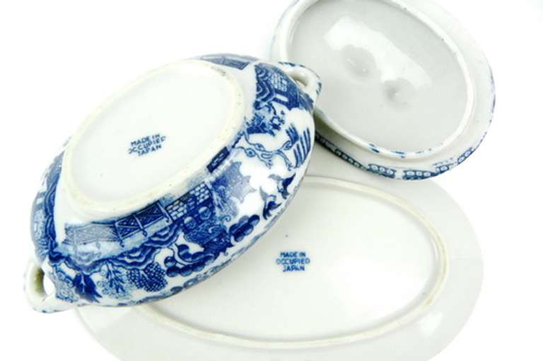 Occupied Japan Miniature Blue Willow Tureen & Tray