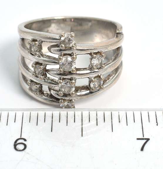 Wide Band CZ Sterling Silver Ring