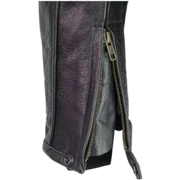 LEATHER VENTED SCOOTER JACKET W/ STRIPES