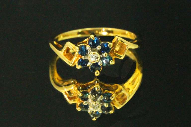 Sweet Sapphire & Diamond Ring in 14k