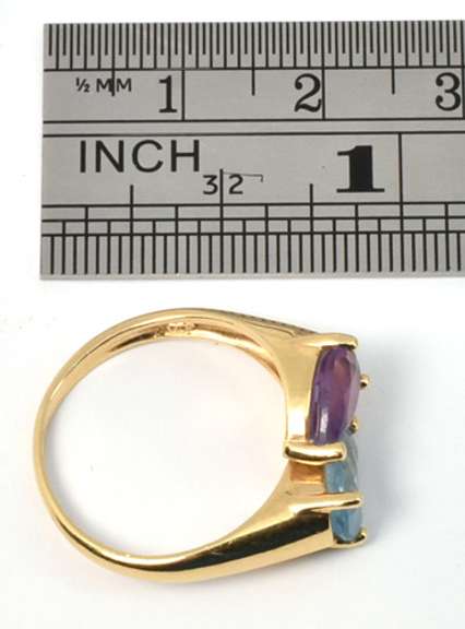 Blue Topaz and Amethyst Ring