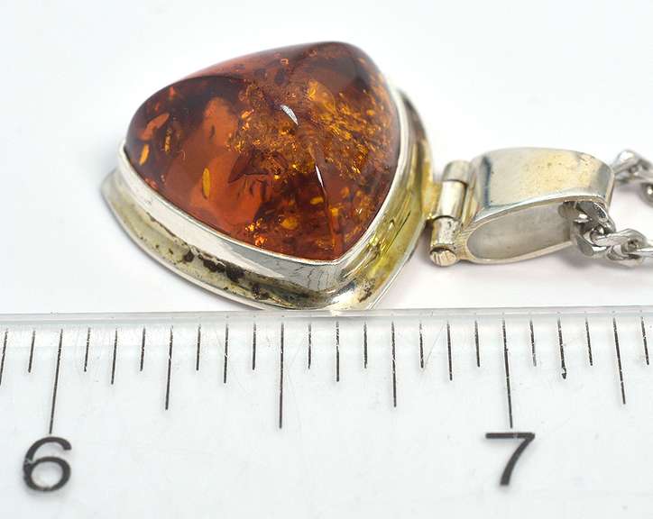 Interesting Amber Necklace in Sterling Silver