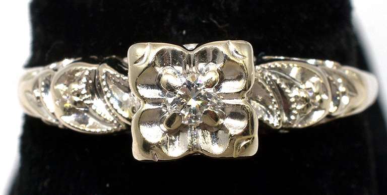Ornate Enhanced Mounting Diamond Ring, 14KT
