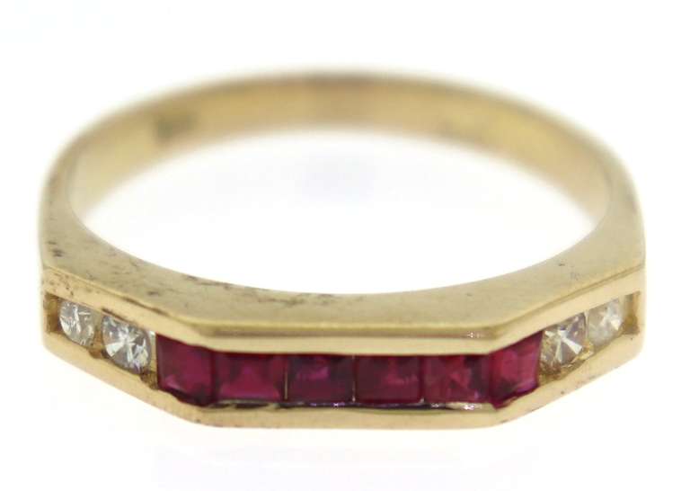 Chic 14kt YG Ruby and Diamond Channel Set Ring