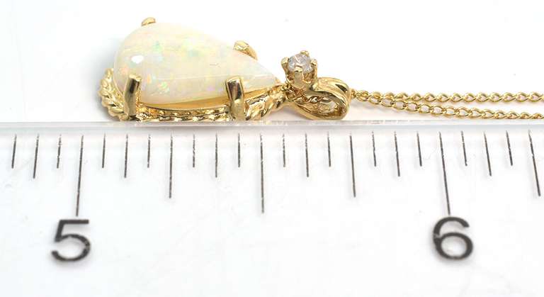 Lovely Opal & Diamond Pendant & Chain