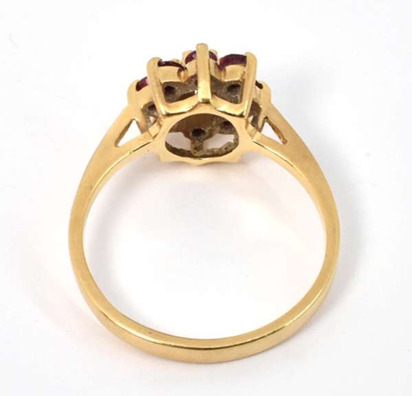 Ruby & Diamond Flower Style Ring