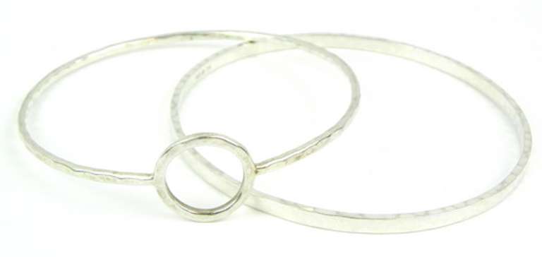 2 Silpada Hammered Sterling Bangle Bracelets